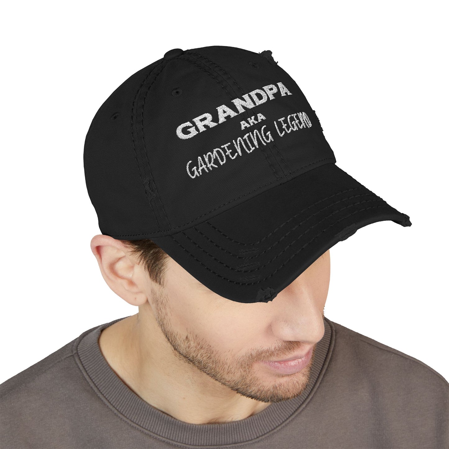 Grandpa AKA Gardening Legend Distressed Dad Hat, Embroidered Cap for Grandpa