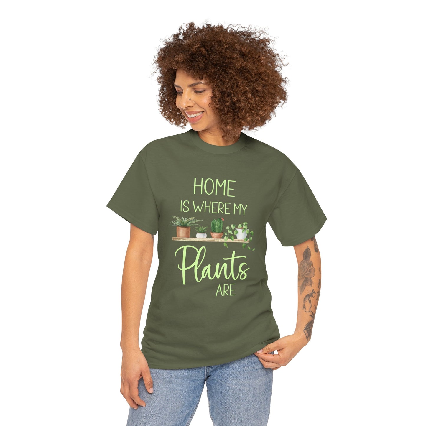Home Is Where My Plants Are Unisex Cotton Tee, Plant Lover Shirt for Gardeners