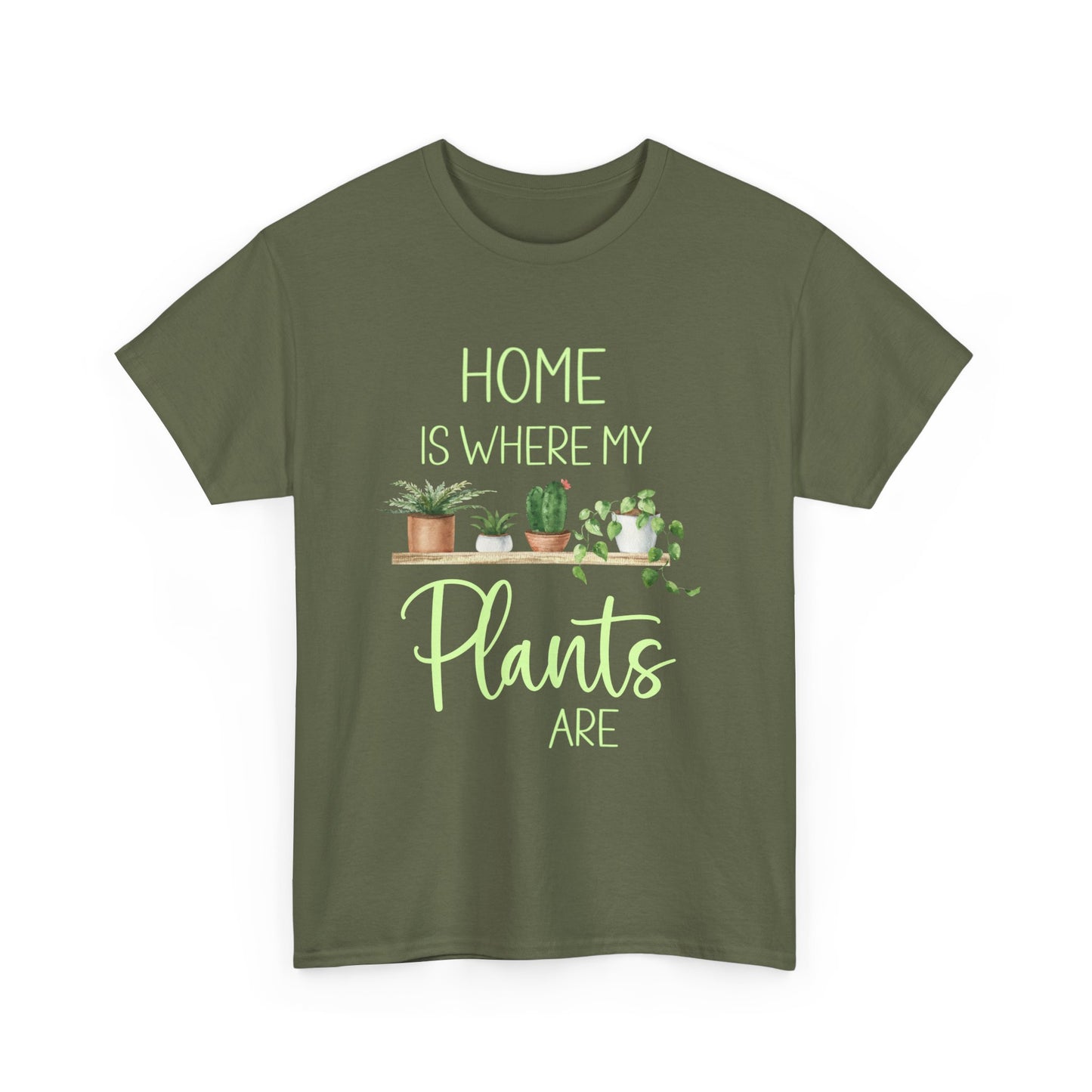 Home Is Where My Plants Are Unisex Cotton Tee, Plant Lover Shirt for Gardeners