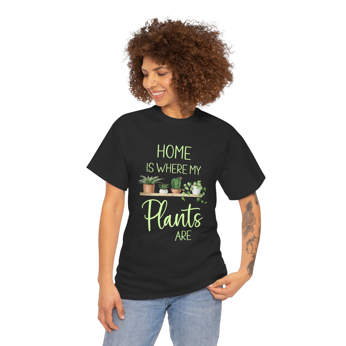 Home Is Where My Plants Are Unisex Cotton Tee, Plant Lover Shirt for Gardeners