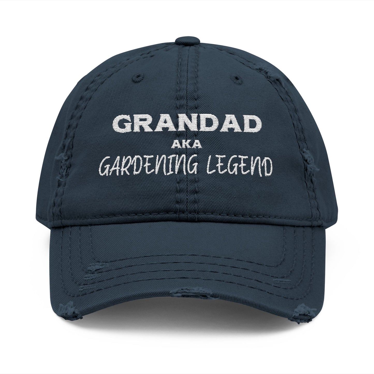 Grandad Aka Gardening Legend Dad Cap, Distressed Embroidered Hat
