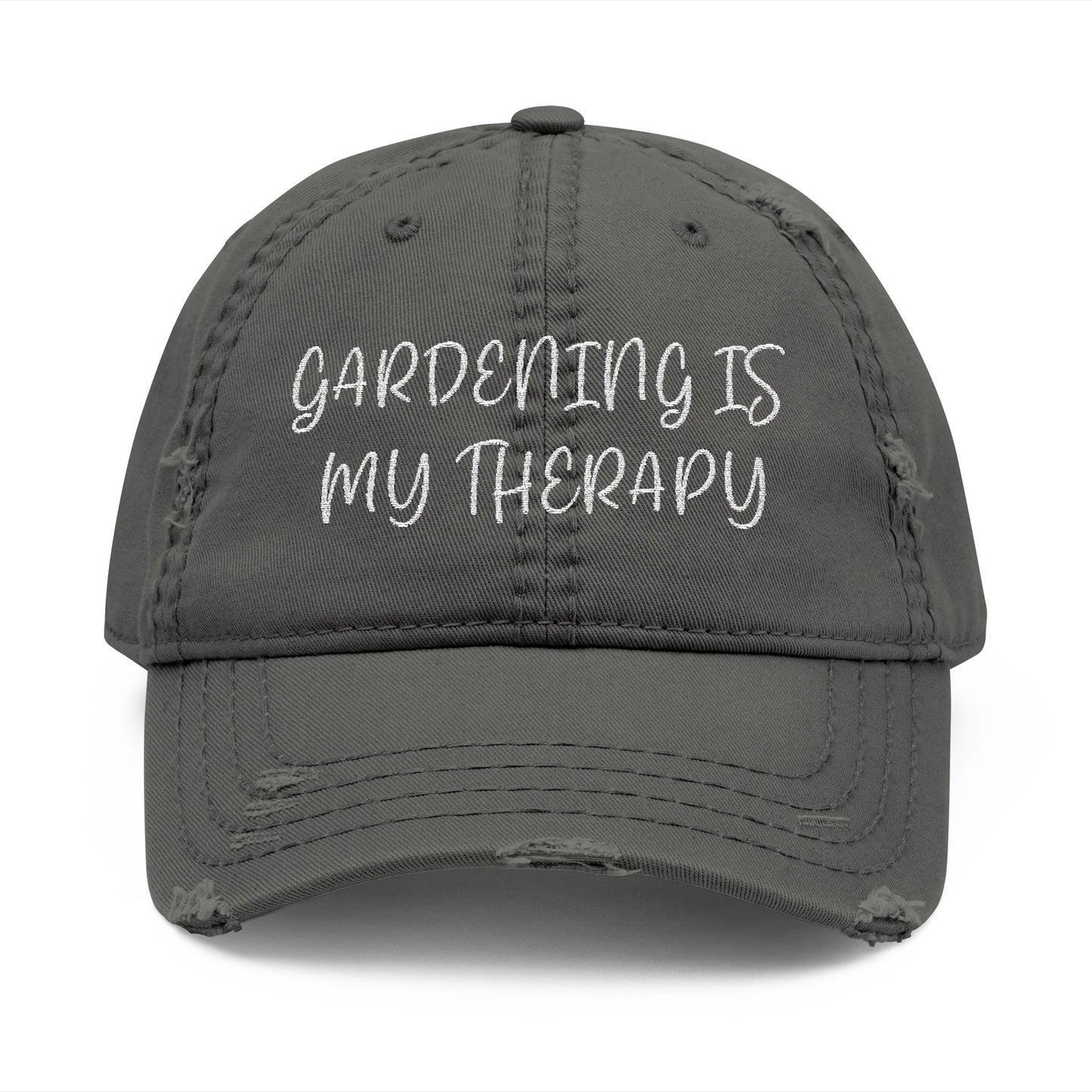 “Gardening Is My Therapy” Cap, Distressed Gardening Dad Hat - Embroidered Cap for Outdoor Lovers