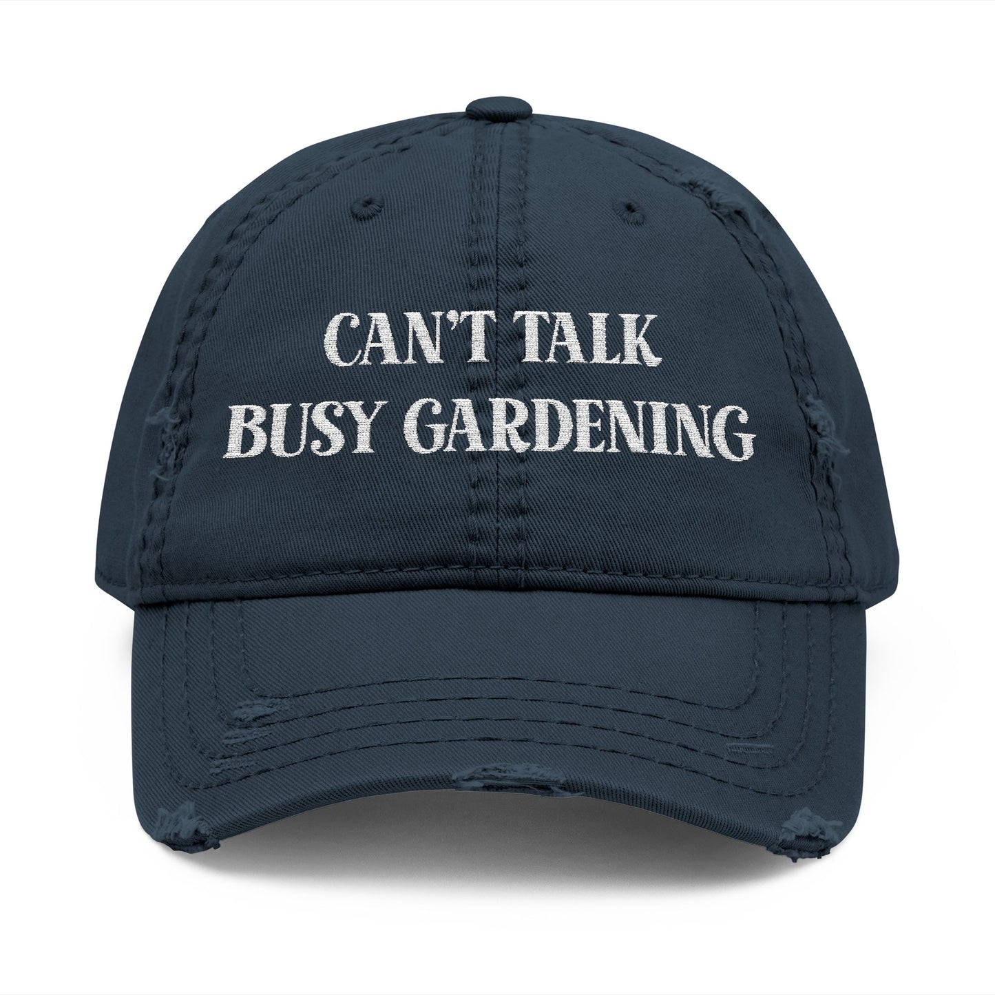 “Can’t Talk, Busy Gardening” Cap, Embroidered Distressed Hat for Gardeners