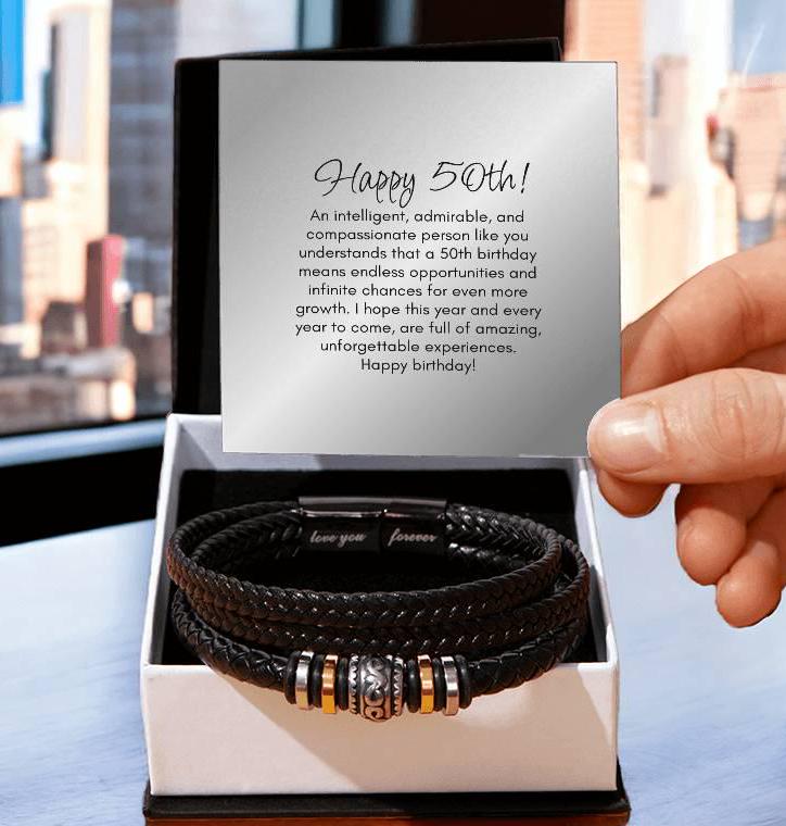 Happy 50th Birthday Bracelet Gift For Him