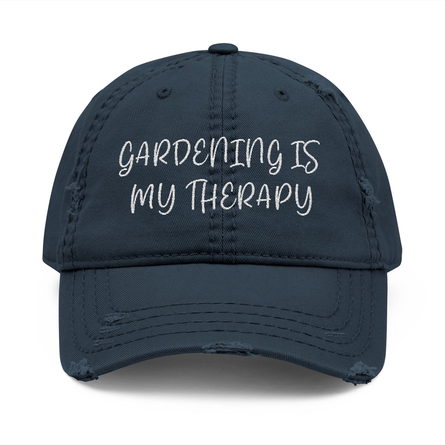 “Gardening Is My Therapy” Cap, Distressed Gardening Dad Hat - Embroidered Cap for Outdoor Lovers