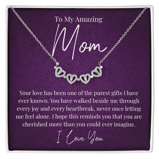 To My Amazing Mom – Magnetic Hearts Lucky Clover Necklace