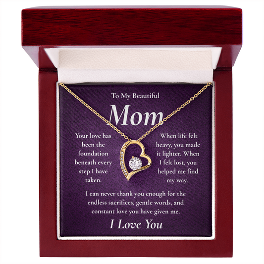 To My Beautiful Mom – Forever Love Heart Necklace