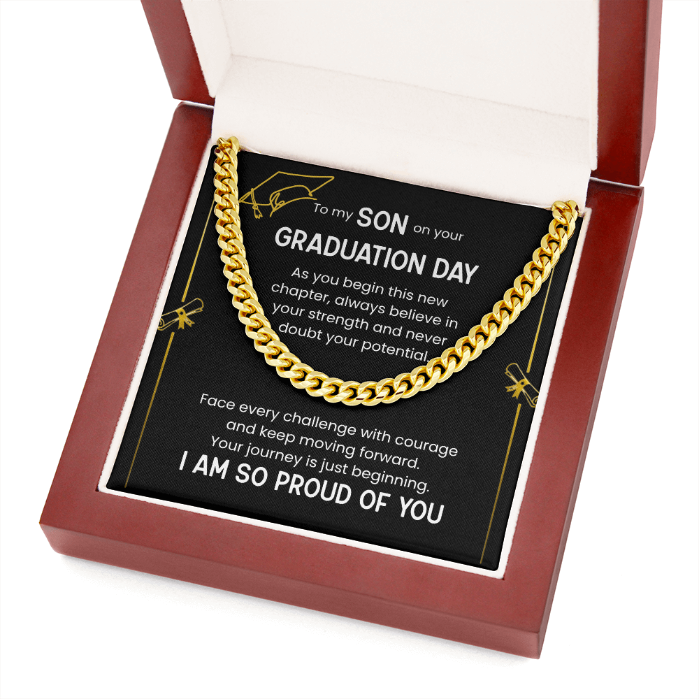 To My Son Graduation Gift, Cuban Chain Necklace, Proud Of You