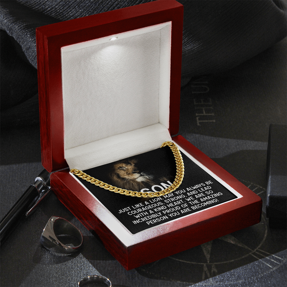 To My Son - Courageous Lion Cuban Link Chain