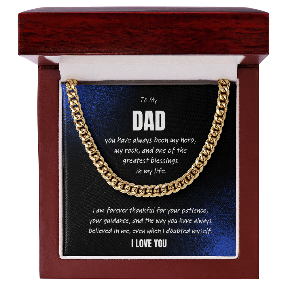 Love You Dad Necklace Gift – Cuban Link Chain From Son or Daughter