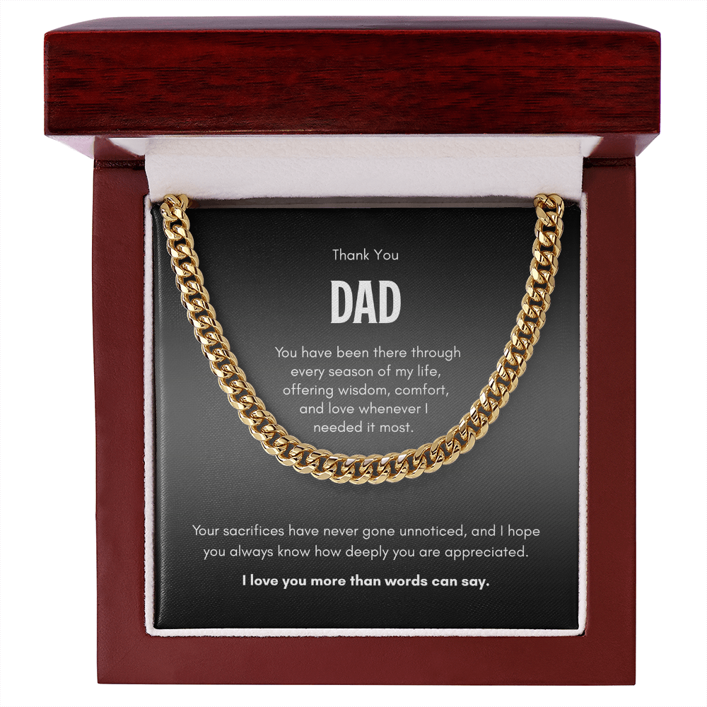 Thank You Dad Necklace – Cuban Link Chain Gift for Father