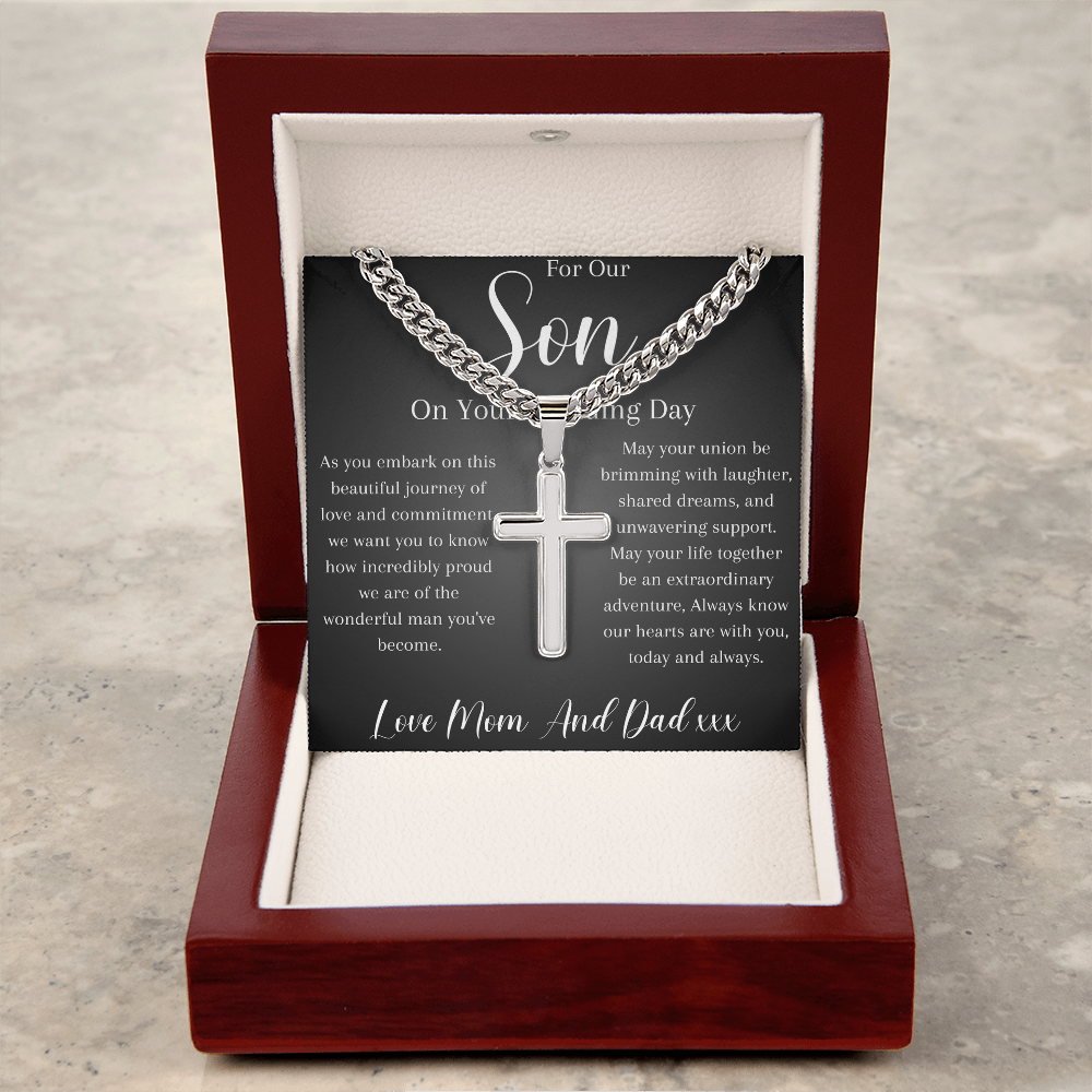 To Our Son On His Wedding Day, Personalized Necklace From Mom And Dad