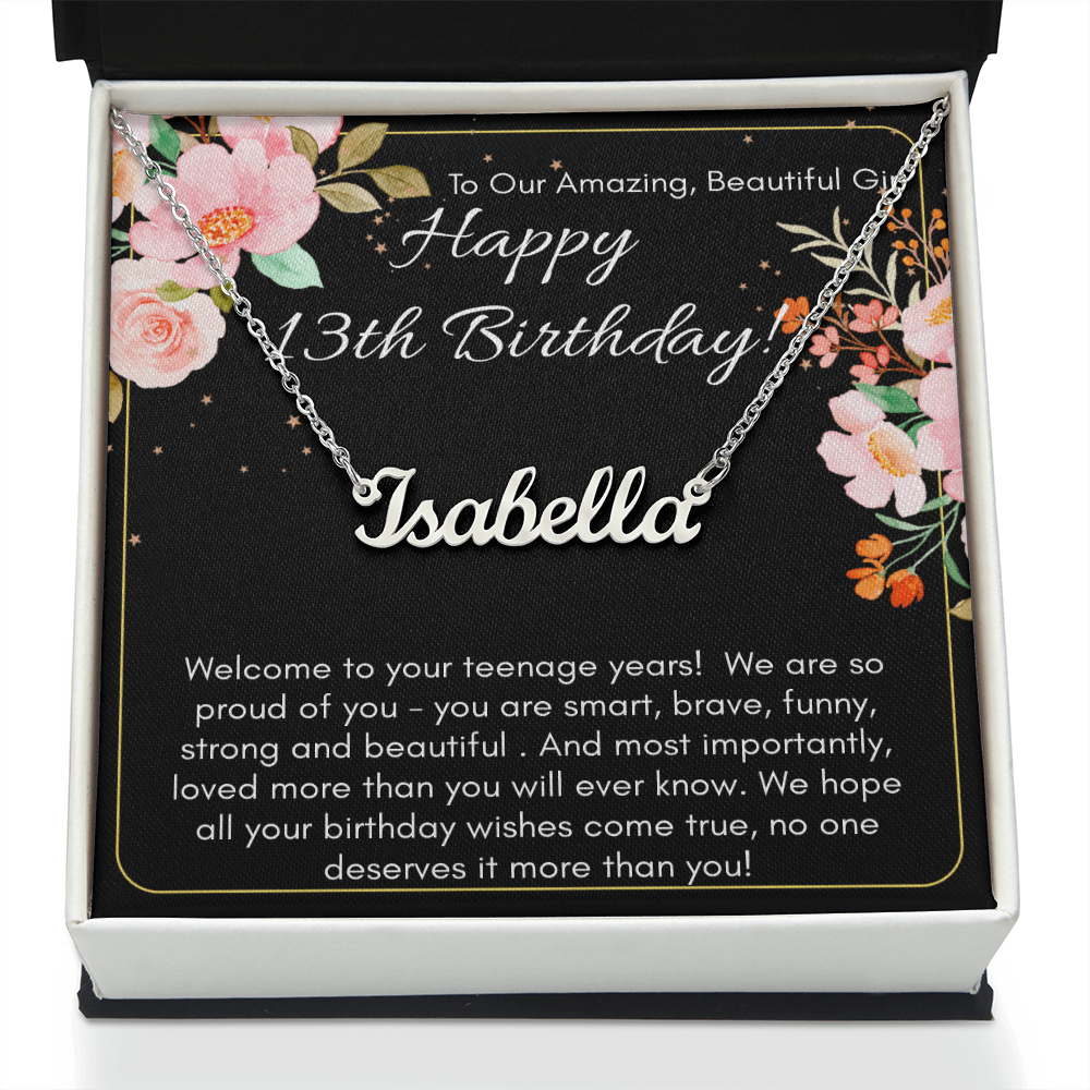 Personalized Name Necklace For A Girls 13th Birthday