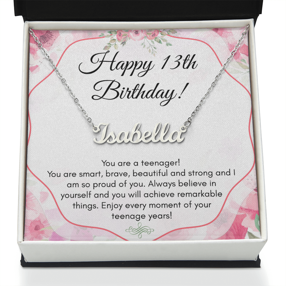 Personalized Name Necklace For A Girls 13th Birthday
