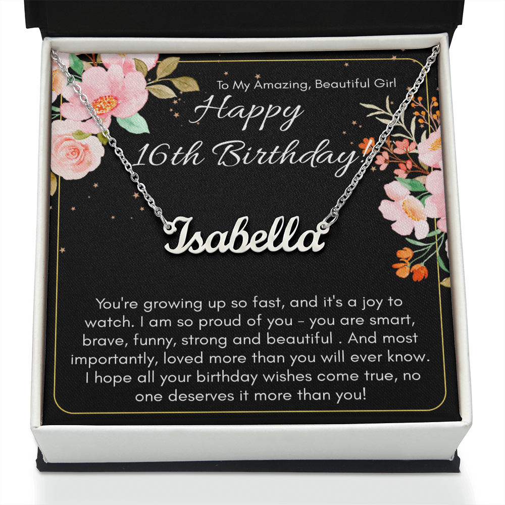 Personalized Name Necklace For A Girls 16th Birthday