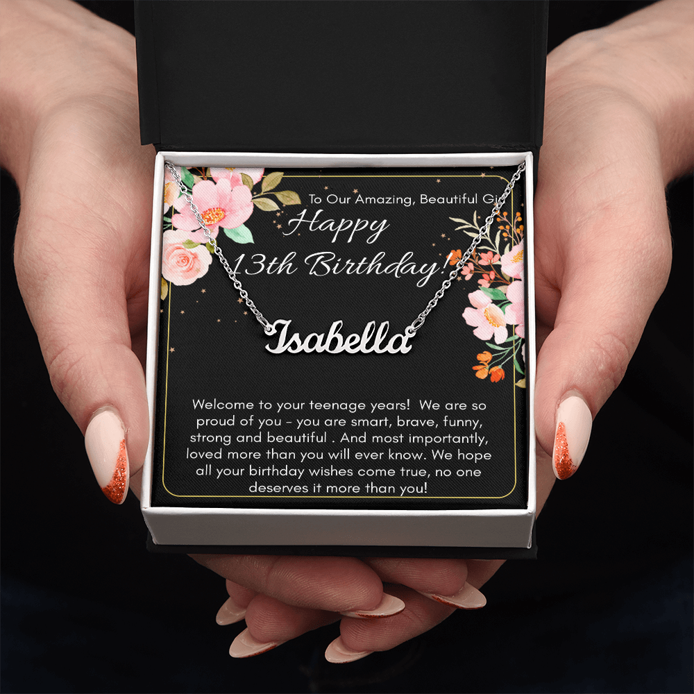 Personalized Name Necklace For A Girls 13th Birthday