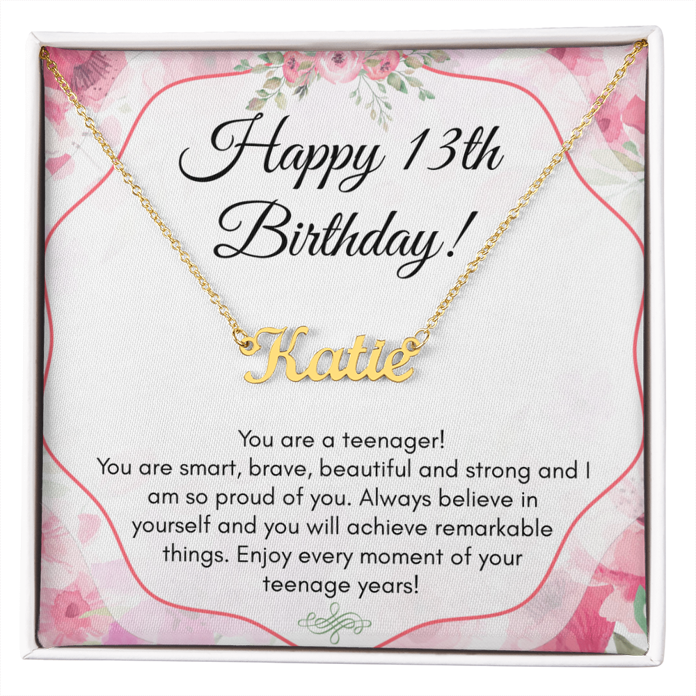 Personalized Name Necklace For A Girls 13th Birthday