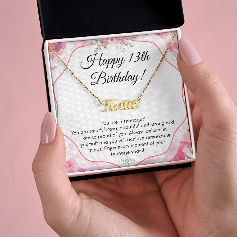 Personalized Name Necklace For A Girls 13th Birthday