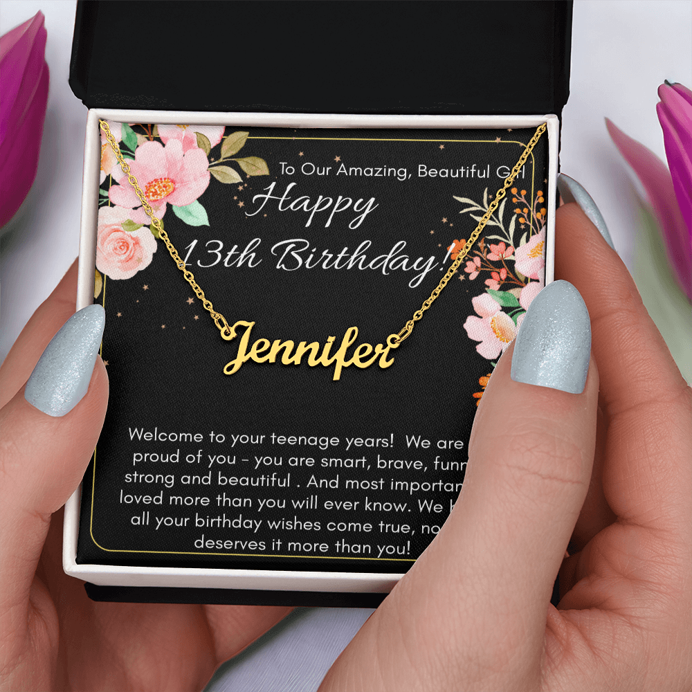 Personalized Name Necklace For A Girls 13th Birthday
