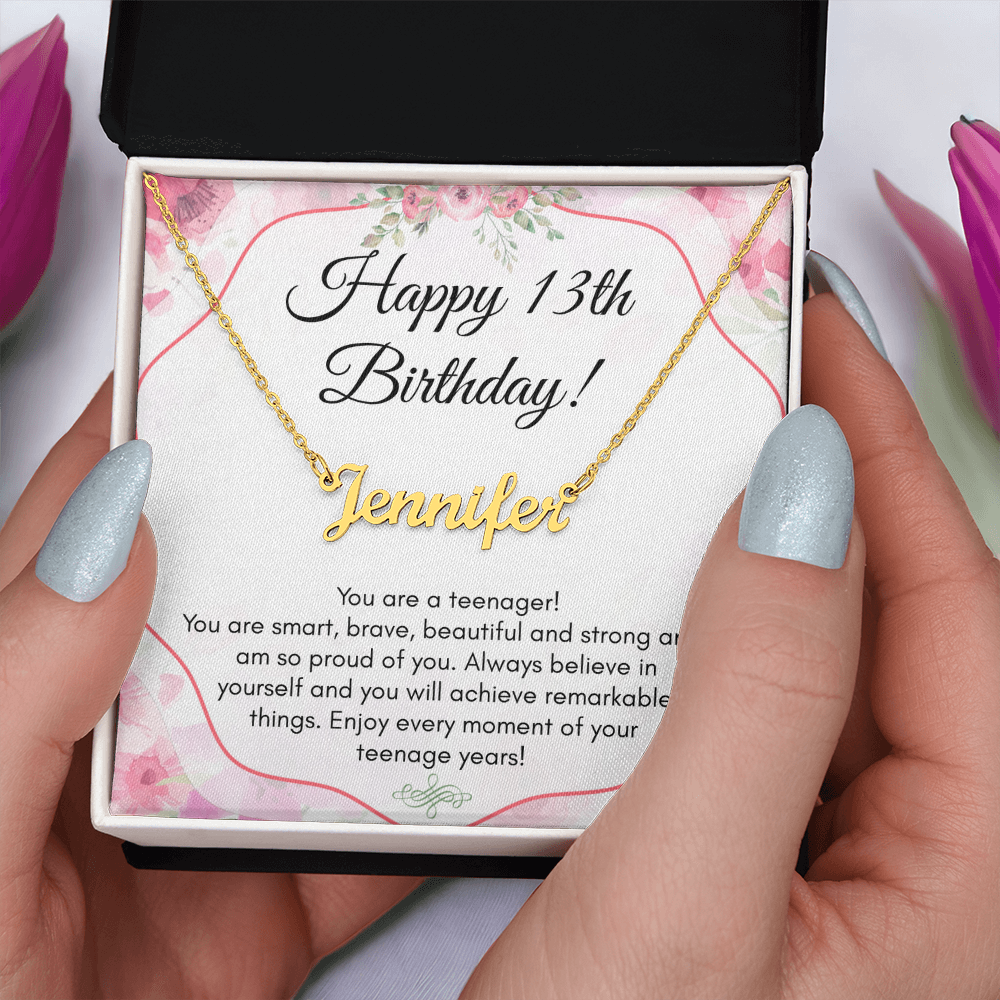 Personalized Name Necklace For A Girls 13th Birthday