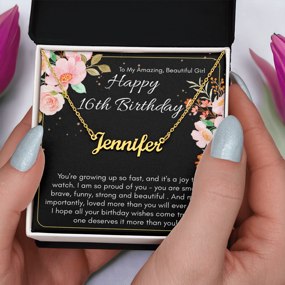 Personalized Name Necklace For A Girls 16th Birthday