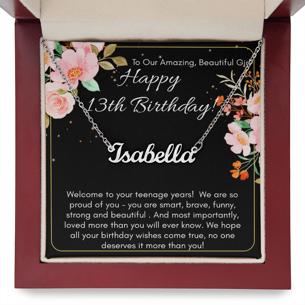 Personalized Name Necklace For A Girls 13th Birthday