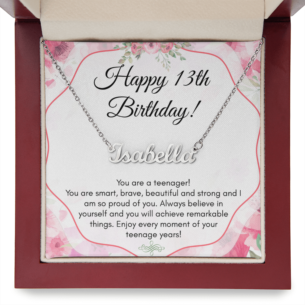 Personalized Name Necklace For A Girls 13th Birthday