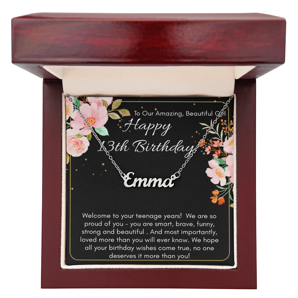 Personalized Name Necklace For A Girls 13th Birthday