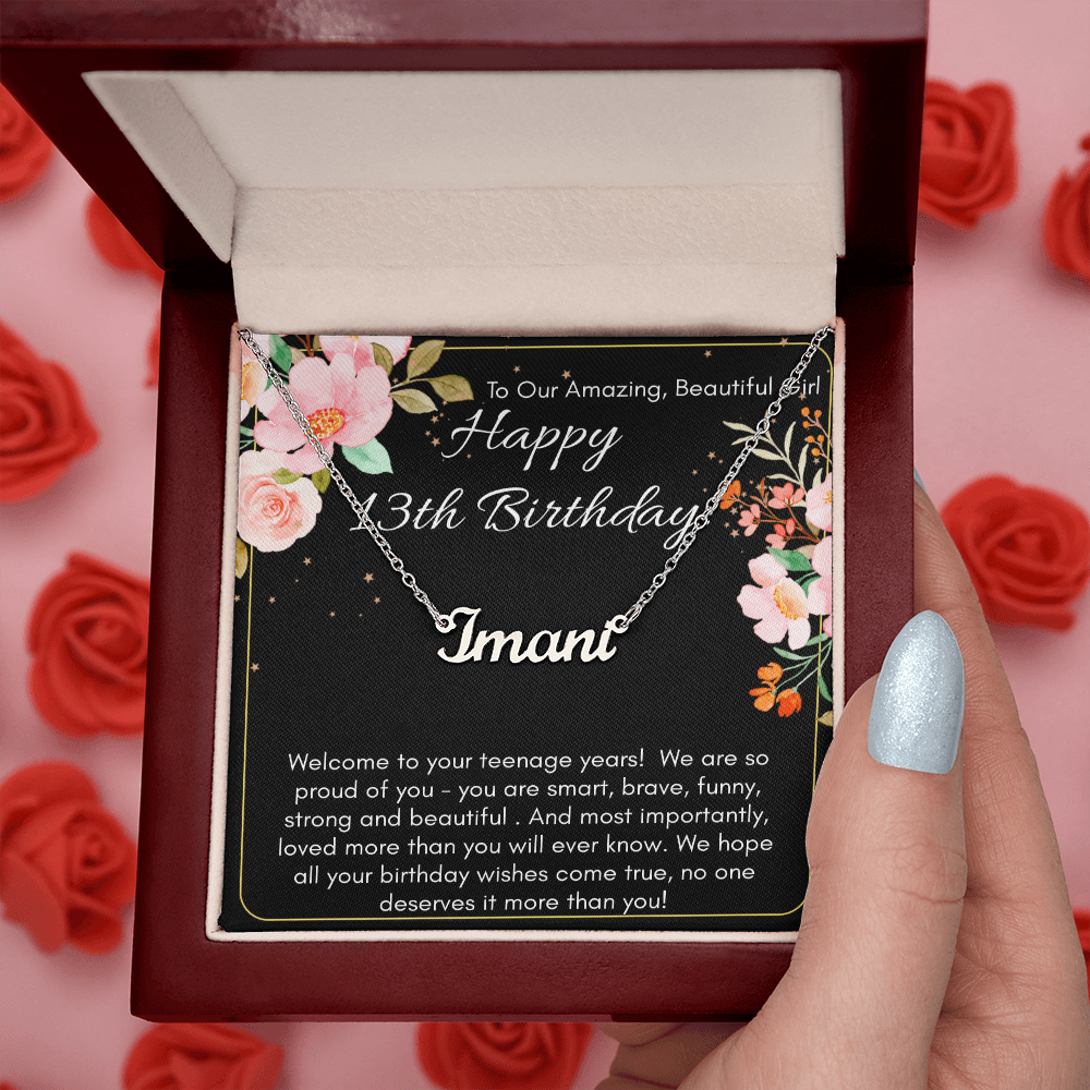 Personalized Name Necklace For A Girls 13th Birthday