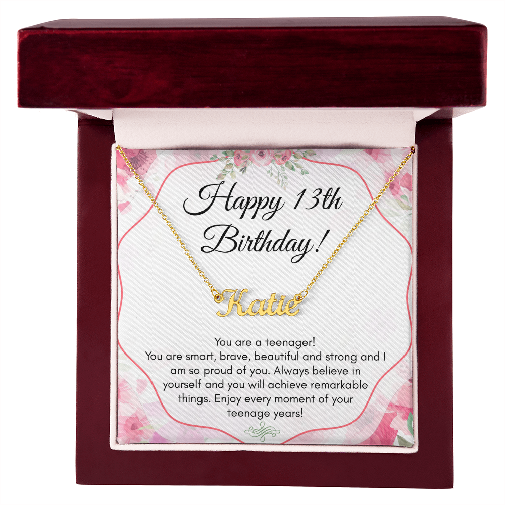 Personalized Name Necklace For A Girls 13th Birthday