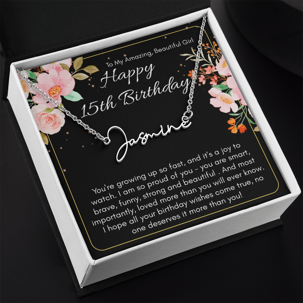 Personalized Name Necklace For A Girls 15th Birthday