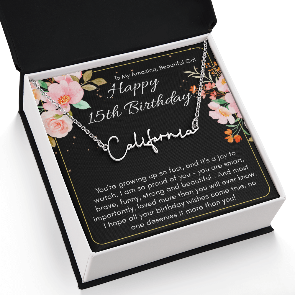 Personalized Name Necklace For A Girls 15th Birthday