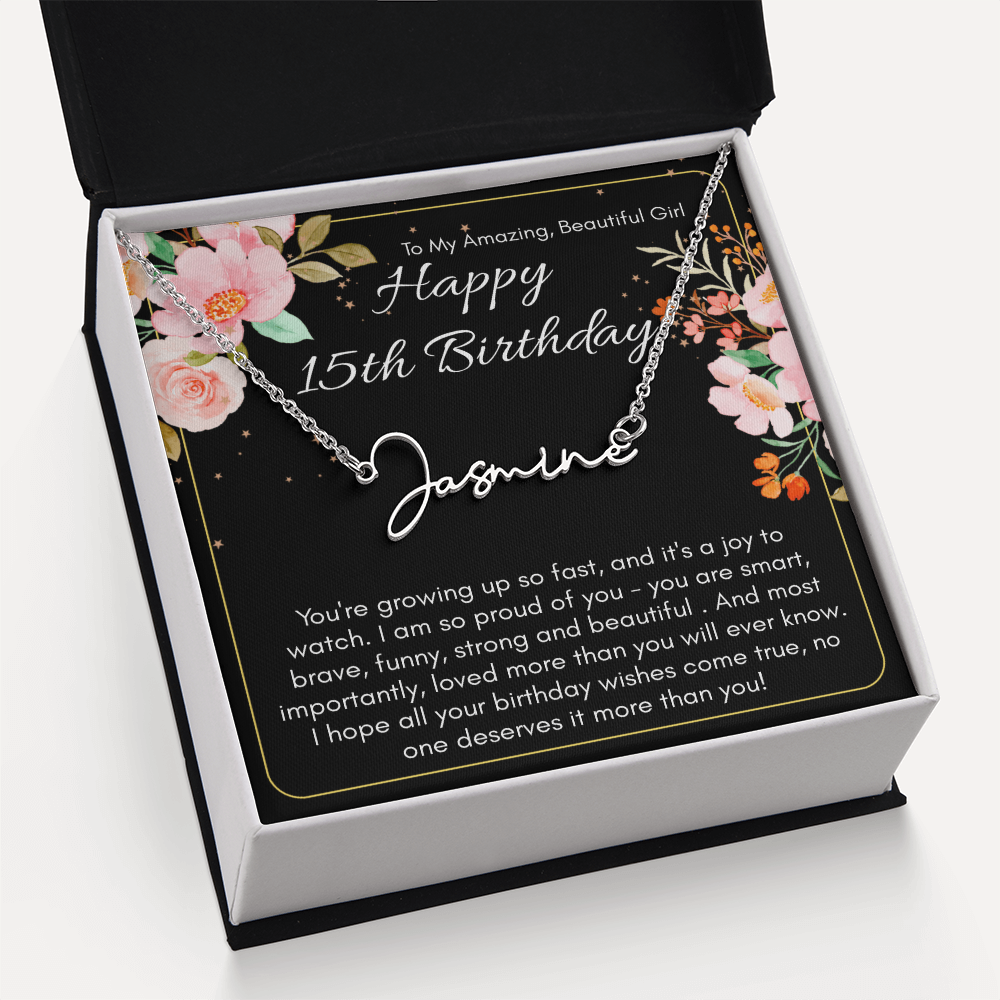 Personalized Name Necklace For A Girls 15th Birthday