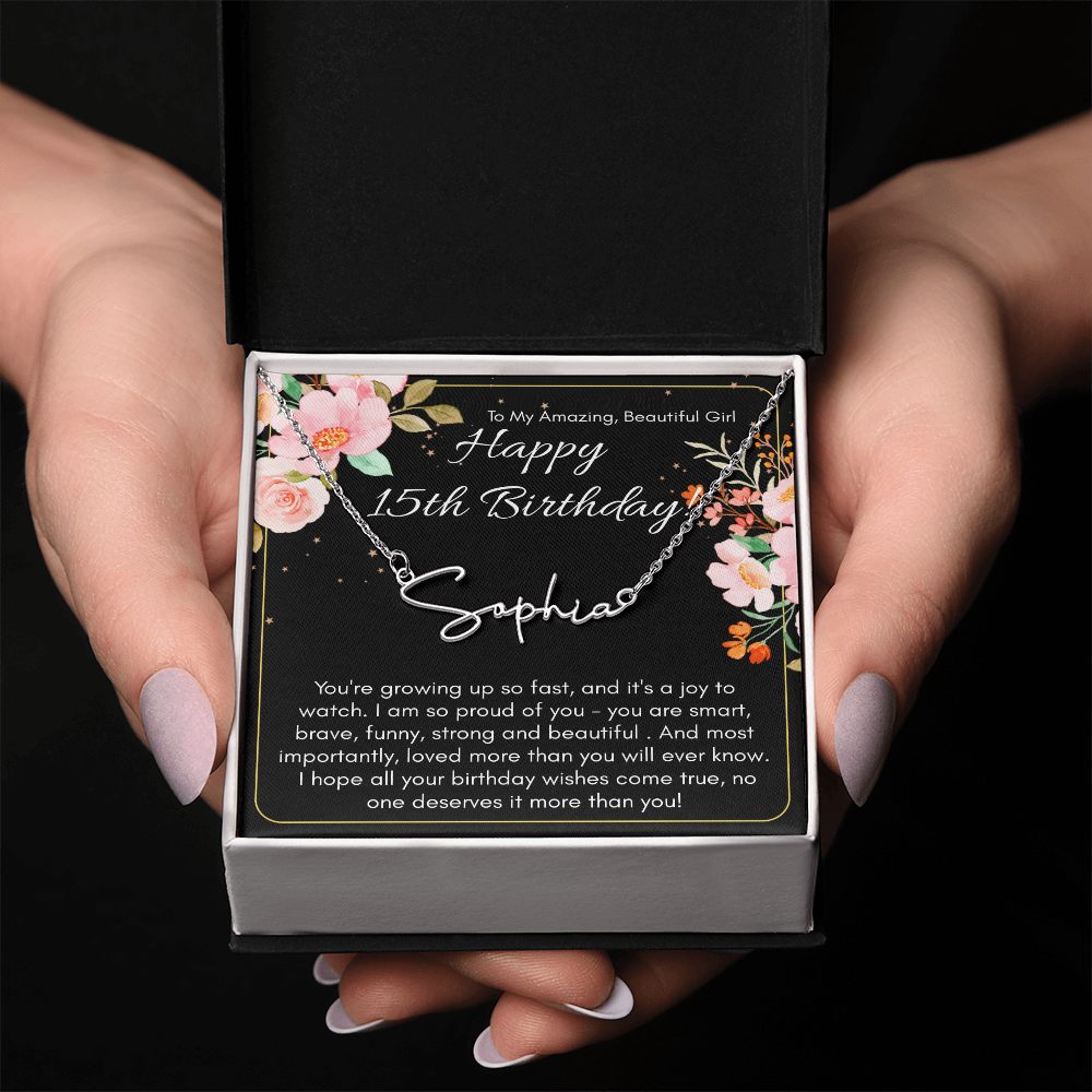 Personalized Name Necklace For A Girls 15th Birthday