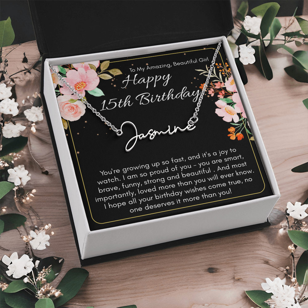 Personalized Name Necklace For A Girls 15th Birthday