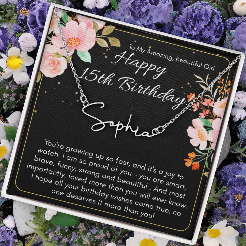 Personalized Name Necklace For A Girls 15th Birthday