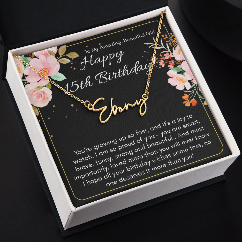 Personalized Name Necklace For A Girls 15th Birthday