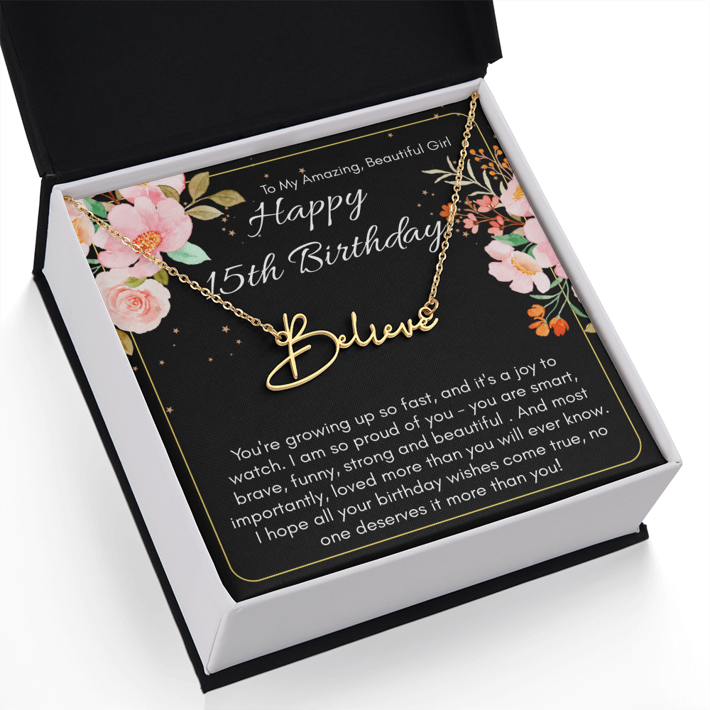 Personalized Name Necklace For A Girls 15th Birthday