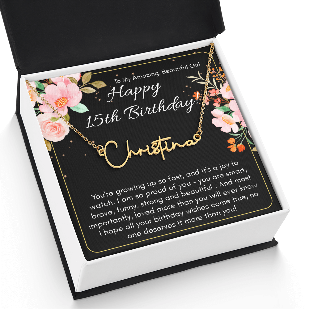 Personalized Name Necklace For A Girls 15th Birthday