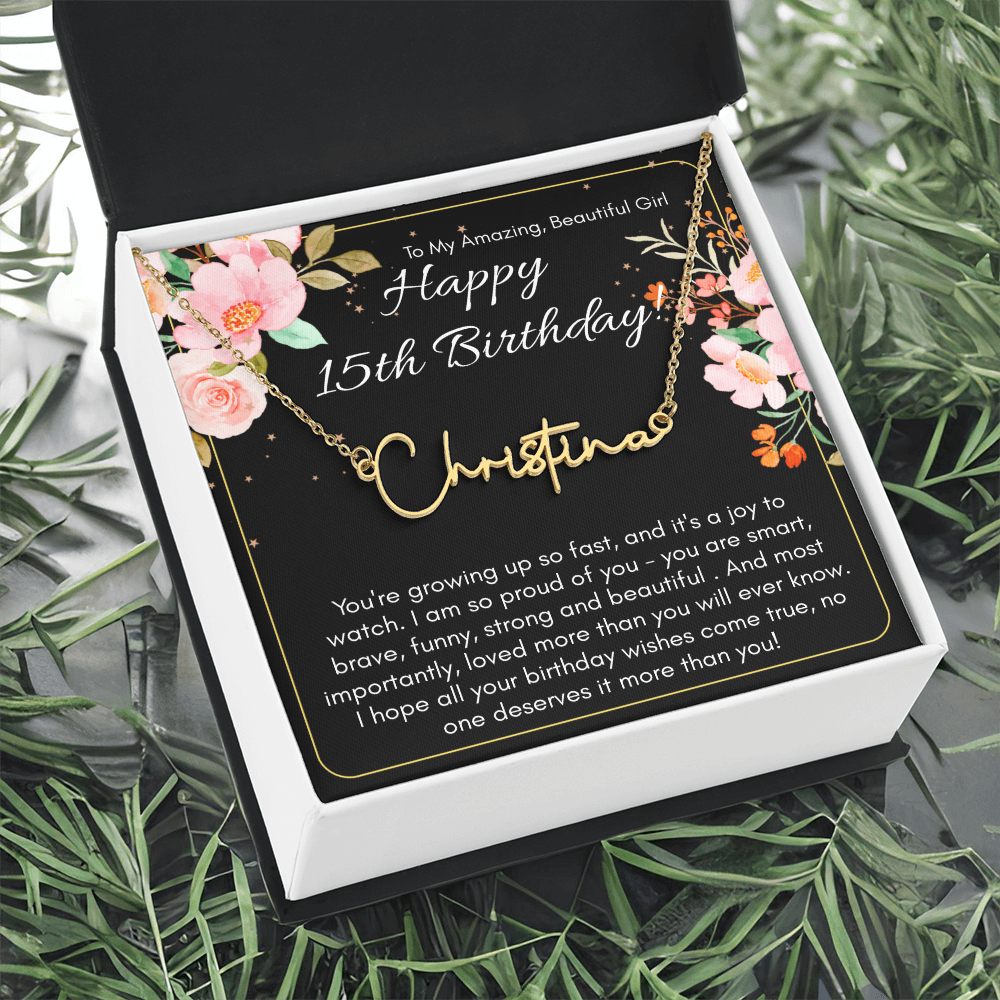 Personalized Name Necklace For A Girls 15th Birthday