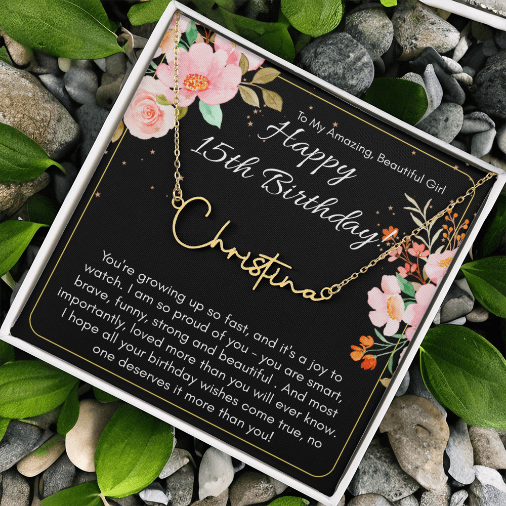 Personalized Name Necklace For A Girls 15th Birthday