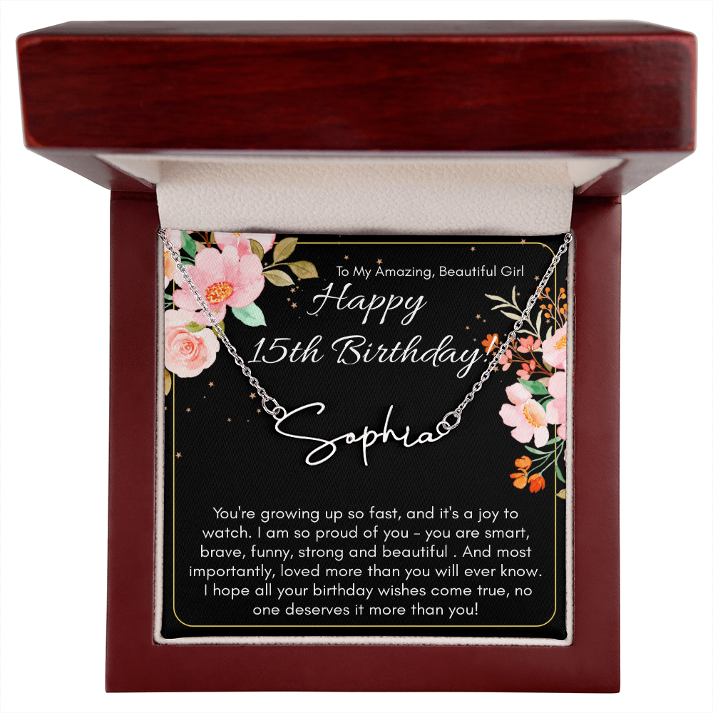 Personalized Name Necklace For A Girls 15th Birthday