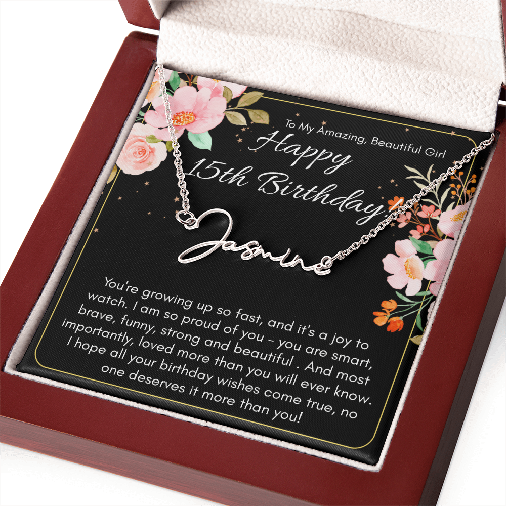 Personalized Name Necklace For A Girls 15th Birthday