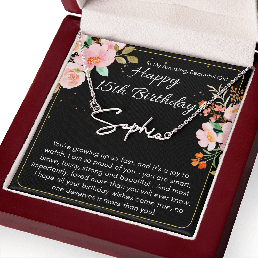 Personalized Name Necklace For A Girls 15th Birthday