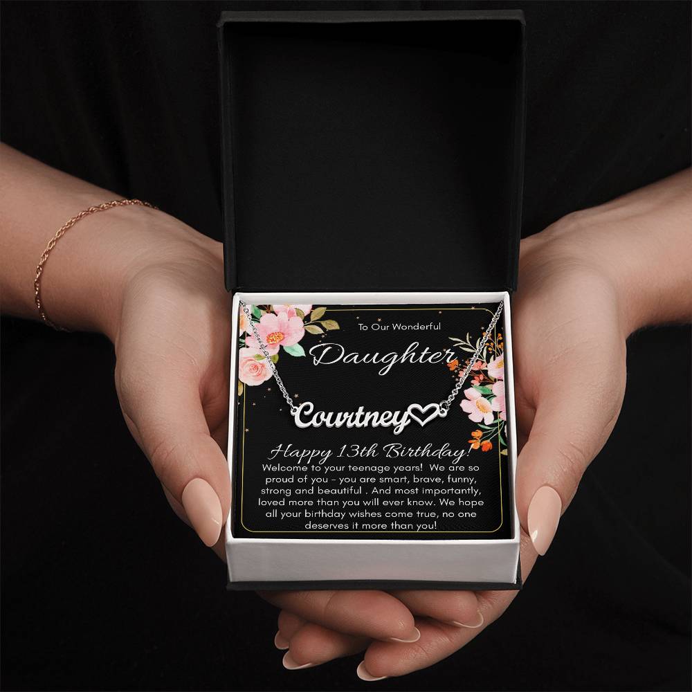 Personalized Name Necklace For A Daughters 13th Birthday