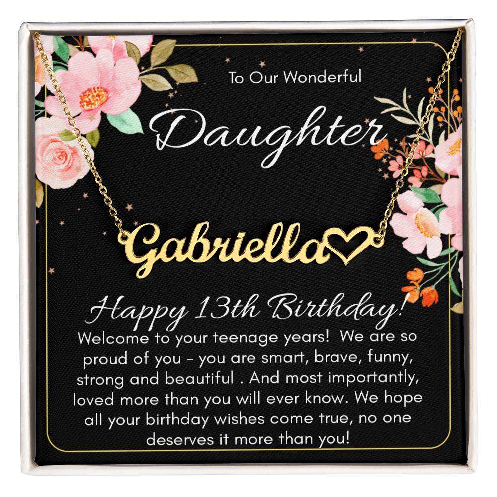 Personalized Name Necklace For A Daughters 13th Birthday