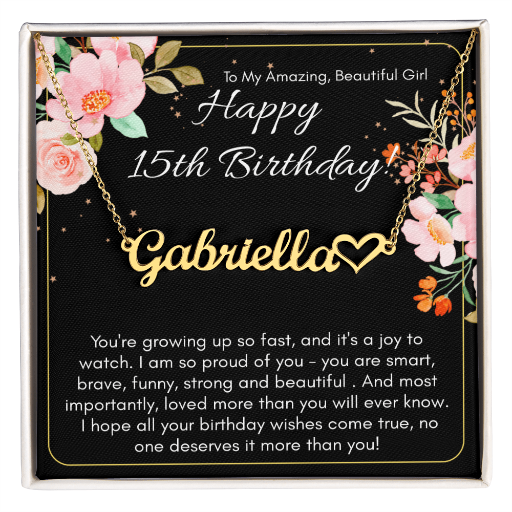 Personalized Name Necklace For A Girls 15th Birthday