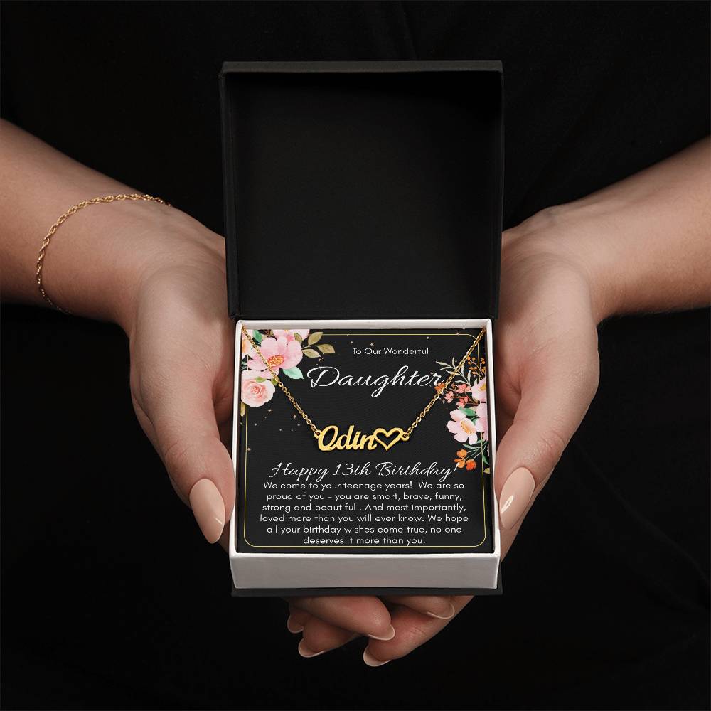 Personalized Name Necklace For A Daughters 13th Birthday