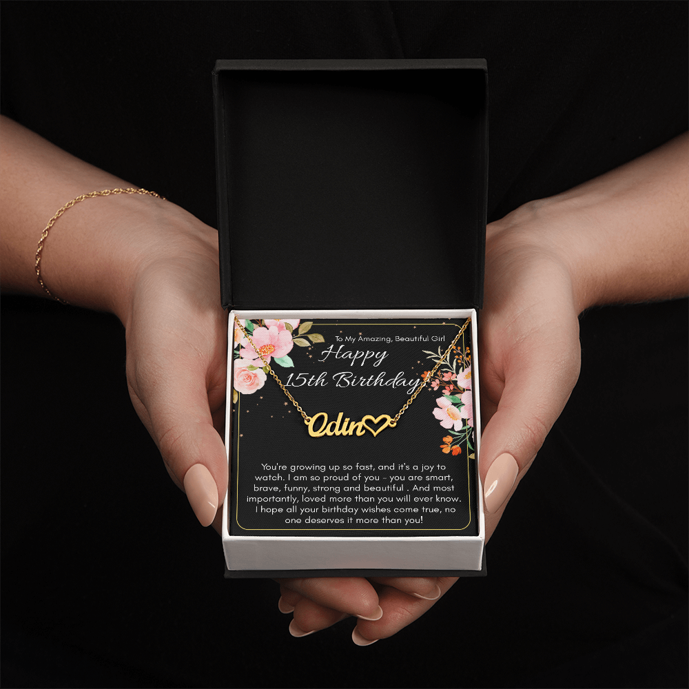 Personalized Name Necklace For A Girls 15th Birthday