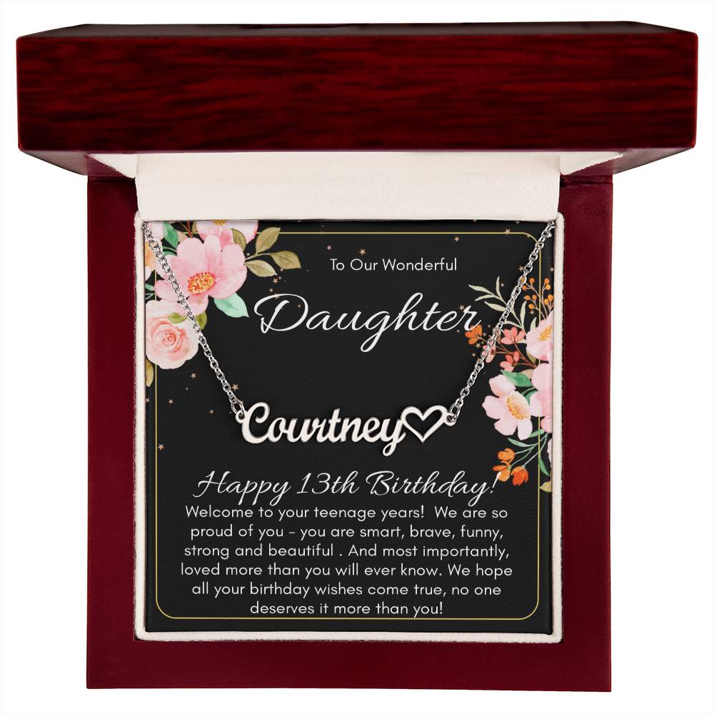 Personalized Name Necklace For A Daughters 13th Birthday